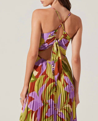 Astr - Blythe Floral Plisse Midi Dress