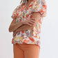Entro - Floral Print Bubble Sleeve Blouse