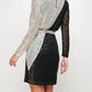 See And Be Seen - Sequin Color Blocked Long Sleeve Dress With Sash