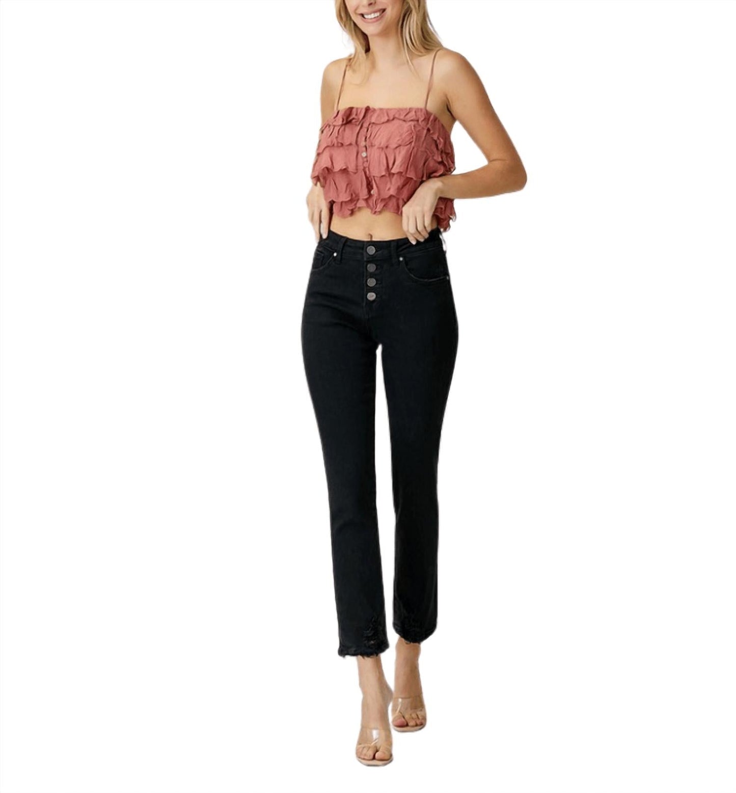Risen - Olivia Mid Rise Button Down Jeans