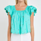 2.7 August Apparel - Women's Scalloped Hem Ruffle Detail Top
