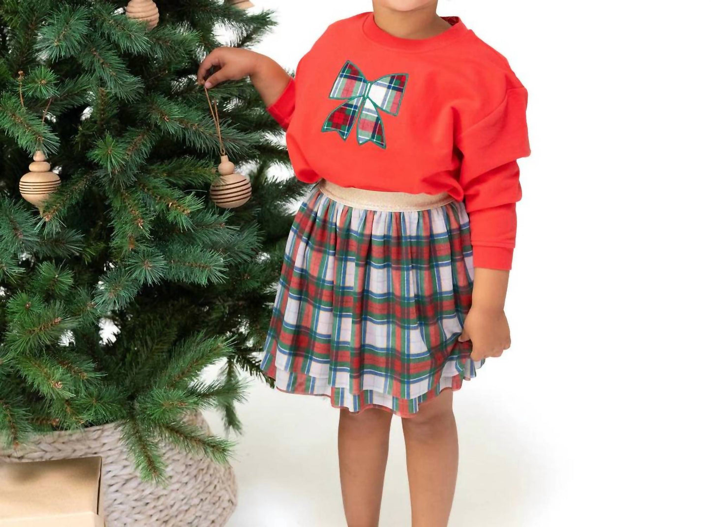Angel Dear - Holiday Plaid Sweatshirt And Tutu Set