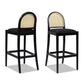 Arlin Upholstered Stool with Curved Back and Footrest - Set of 2