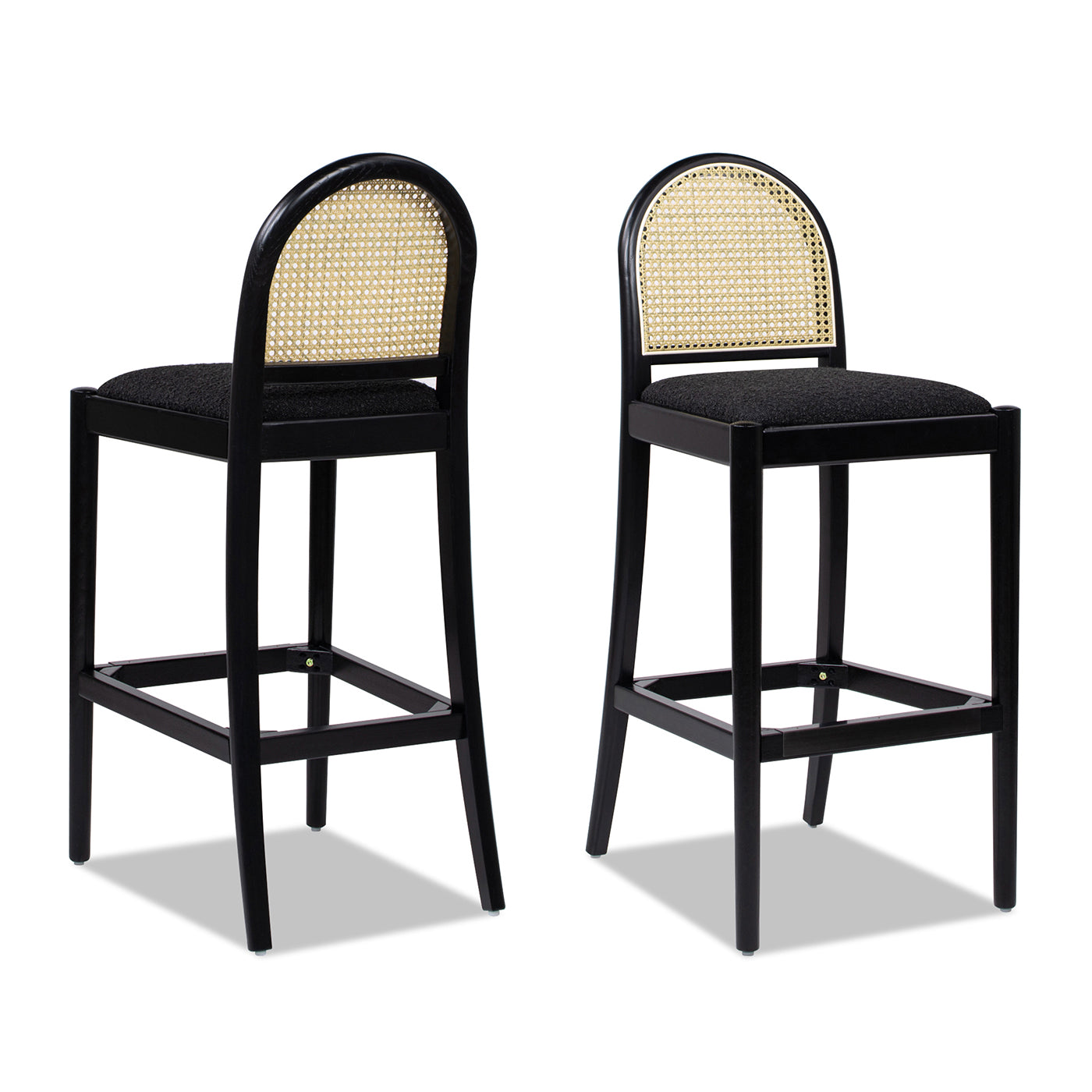 Arlin Upholstered Stool with Curved Back and Footrest - Set of 2
