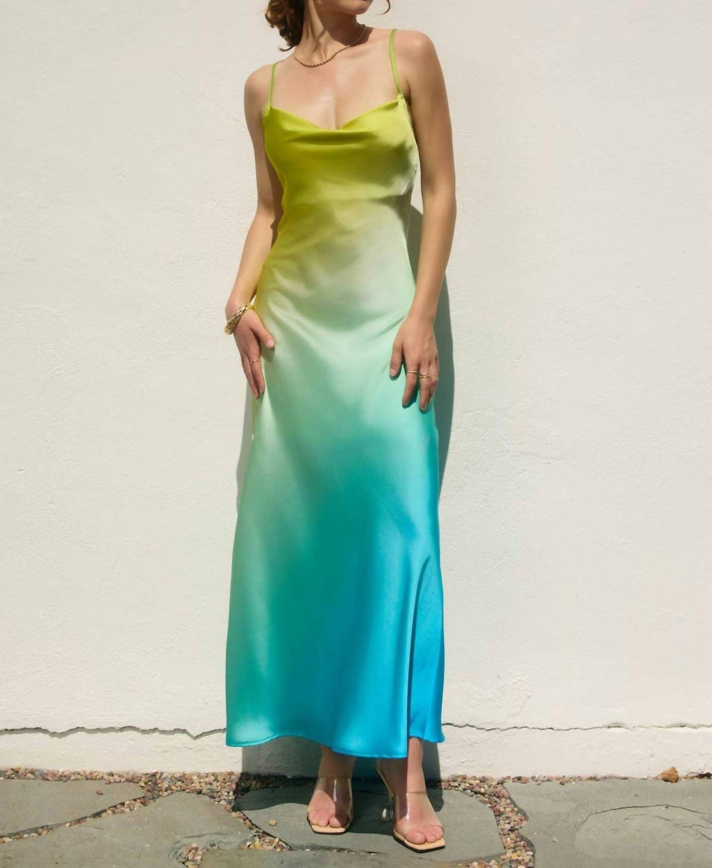 Dress Forum - Satin Ombre Criss Cross Back Dress