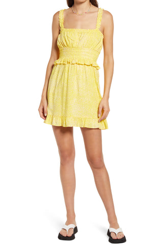 BP Ruffle Detail Sundress  Pink Yellow Camo