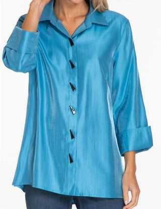Multiples - Turn-up Cuff Button Front High-Low Shirt