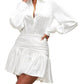 Luxxel - Satin Ruffle Hem Dress