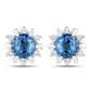 1.87 Carat Genuine Blue Sapphire and White Diamond 14K White Gold Earrings