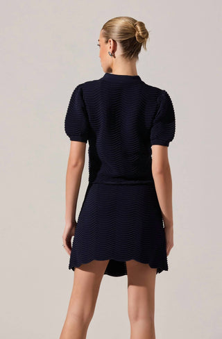 Astr - Perrine Scalloped Short Sleeve Cardigan