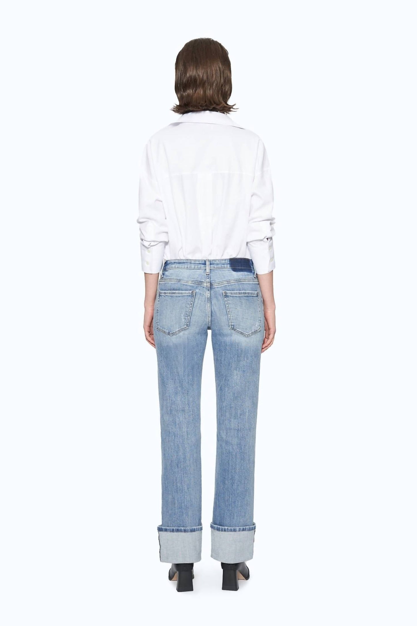 Bayeas - Flora Mid Rise Straight Cuffed Denim Jeans
