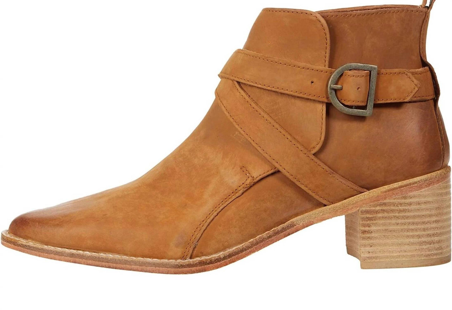 Free People - Women's Leather Back Loop Heeled Ankle Boot