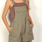 Very J - Suspender Solid Woven Casual Overall Romper