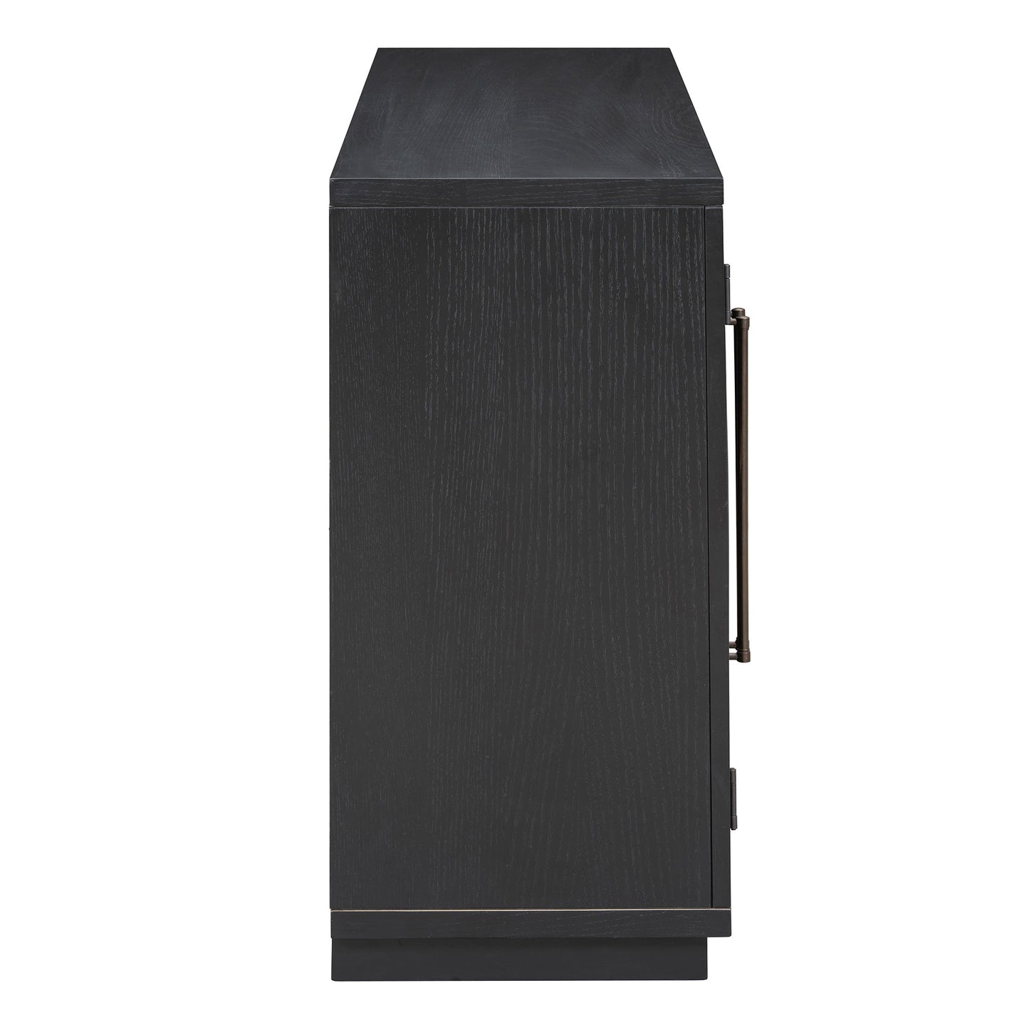 4-Door Large Storage Sideboard Buffet Cabinet with Glass Doors Arched Cabinet (Black)