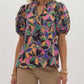 Entro - Floral Print Short Sleeve Tiered Detail Blouse