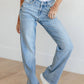 Judy Blue - High Rise V Front Waistband Straight Leg Raw Hem Jeans