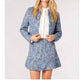 Apricot - Textured Tweed Collarless Blazer