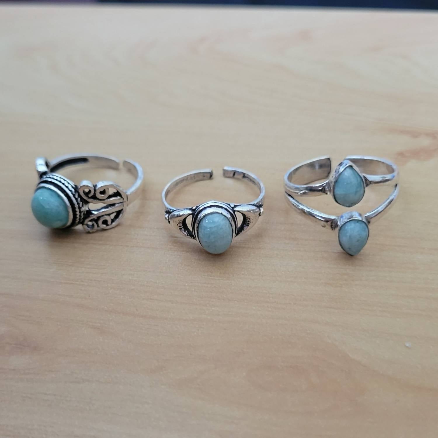 Anju - Women's Tanvi Collection Adjustable Oval Amazonite Ring