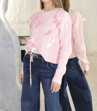 Storia - Bow Cable Knit Sweater