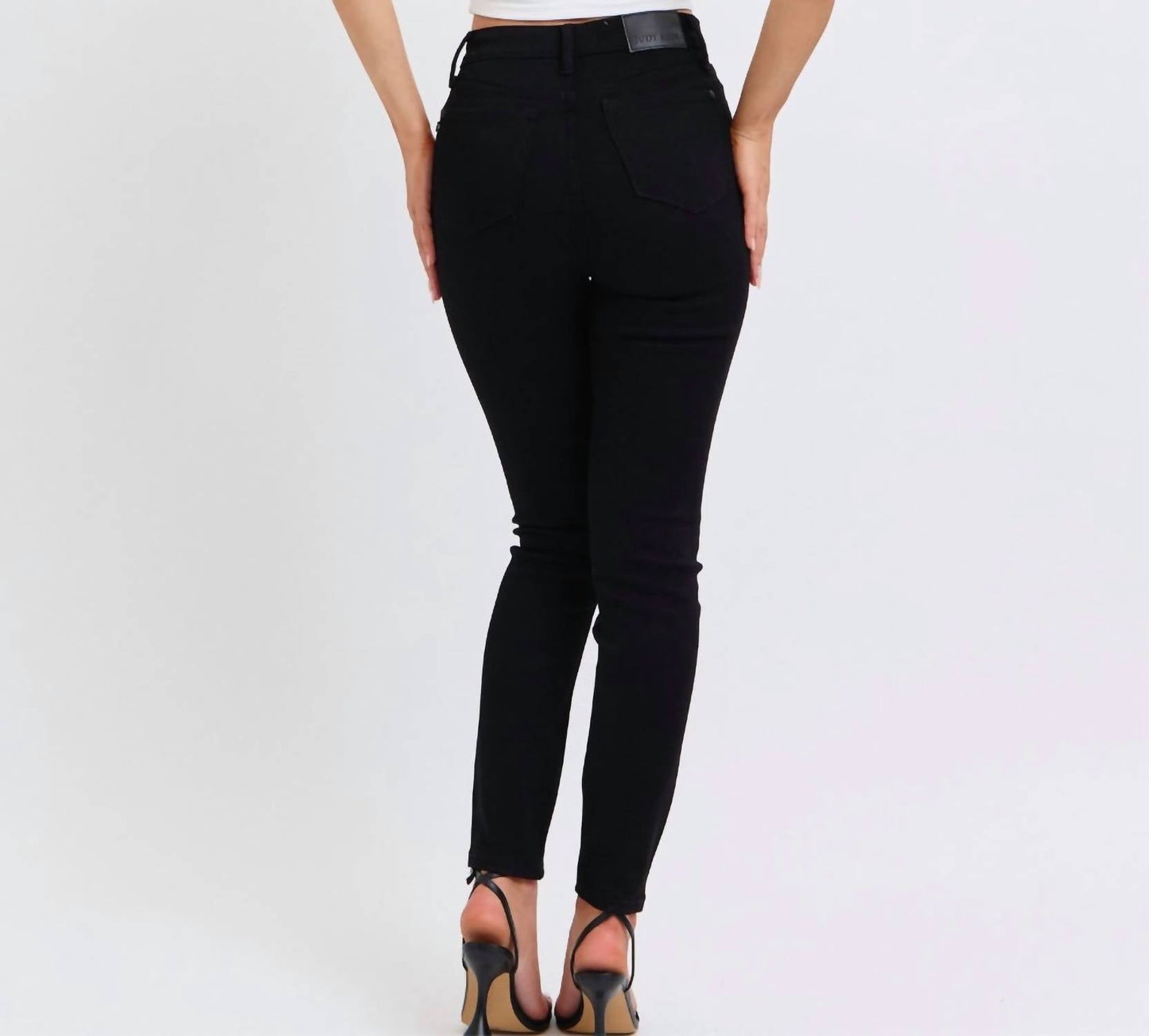 Judy Blue - High Waist Faux Leather & Denim Skinny Jean
