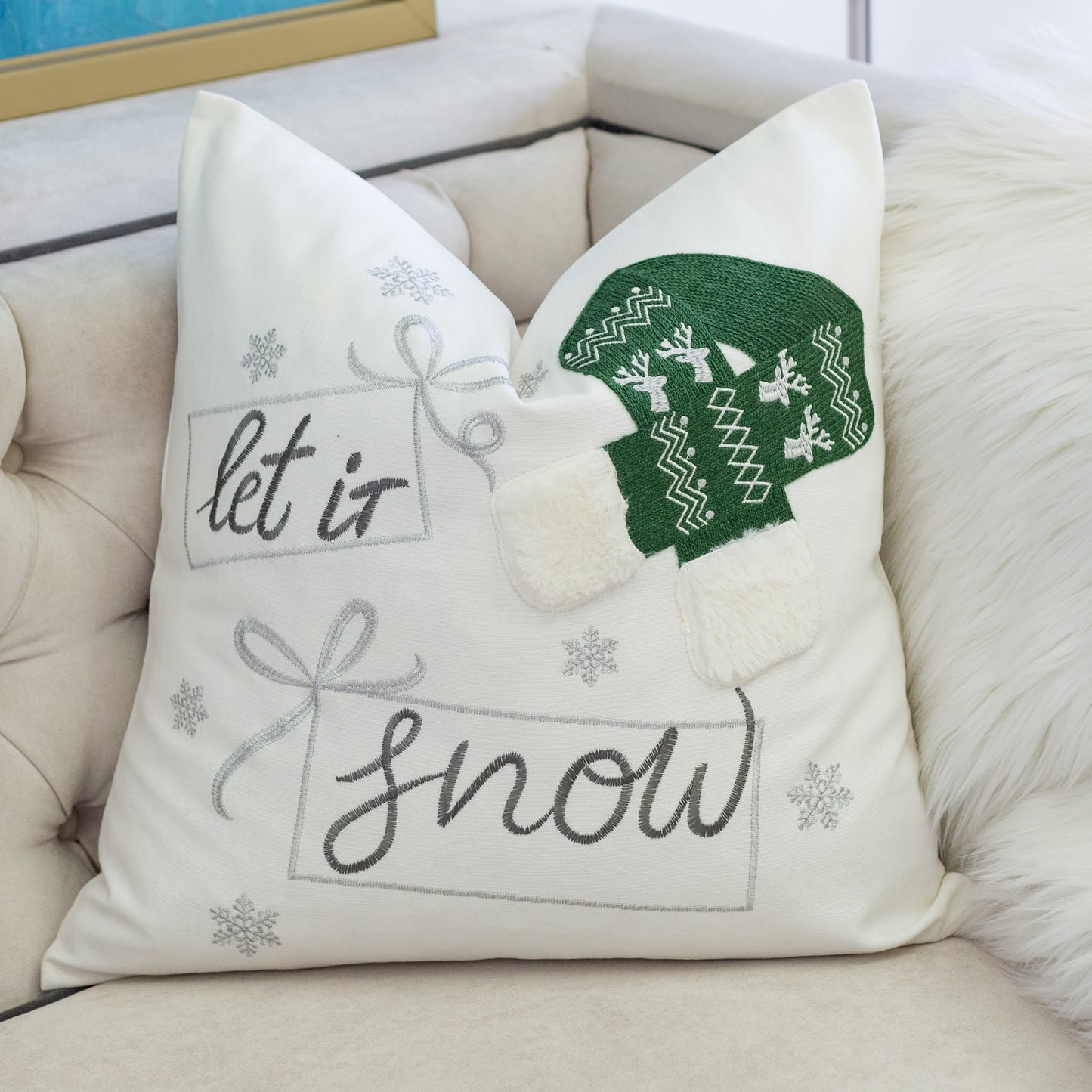 “Let It Snow” Holiday Hat Pillow – 20x20"