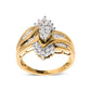 10K Two-Toned 1/2 Cttw Round And Baguette-Cut Composite Pear Head Diamond Ring (H-I Color, I2-I3 Clarity) - Ring Size 7