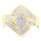 10K Yellow Gold Diamond Bypass Cluster Ring (1 Cttw, I-J Color, I2-I3 Clarity) - Size 7