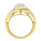 10K Yellow Gold over .925 Sterling Silver Diamond Bypass Cluster Ring (1 Cttw, I-J Color, I2-I3 Clarity) - Size 6