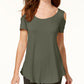 JM Collection Cold-Shoulder Swing T-Shirt Olive Size Extra Large