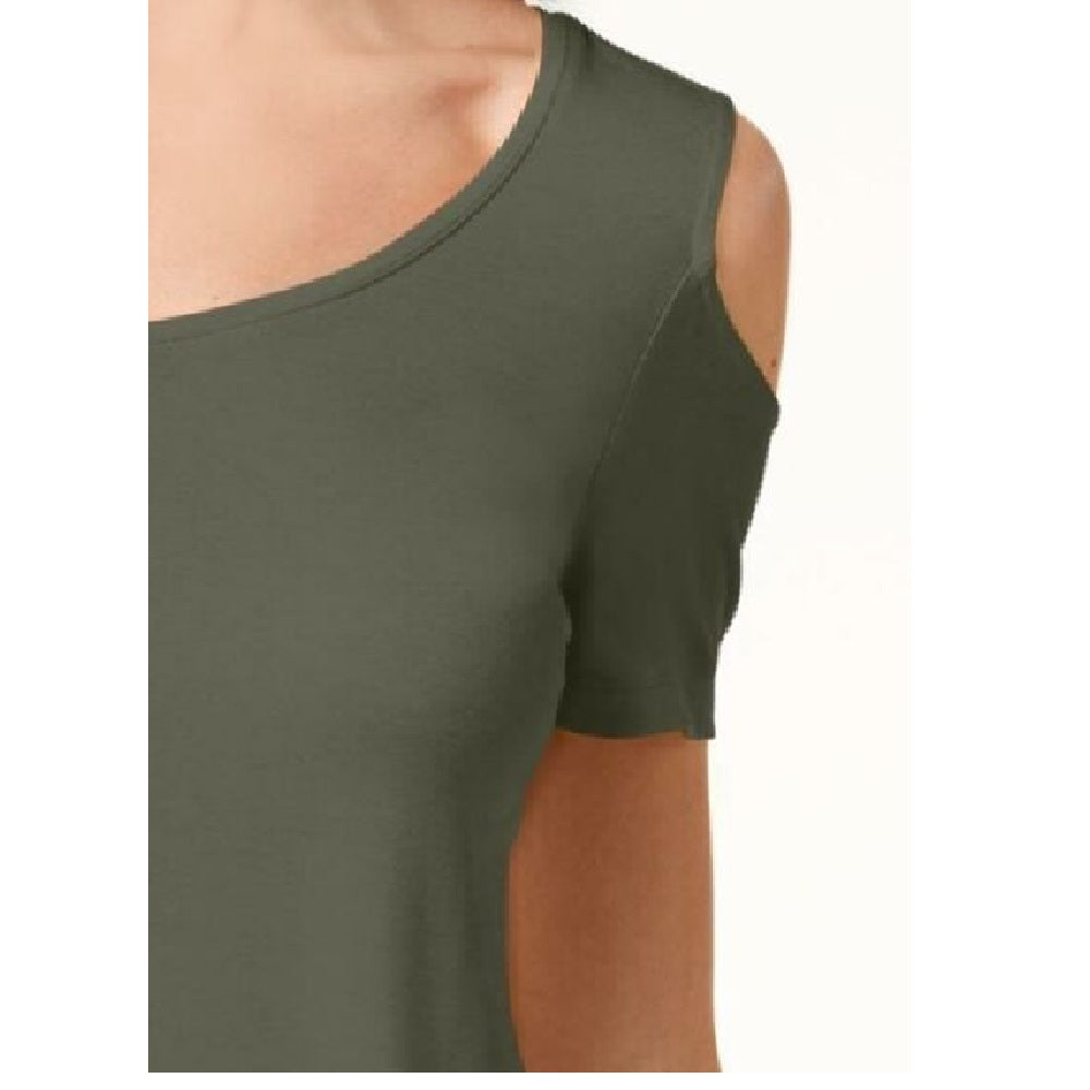 JM Collection Cold-Shoulder Swing T-Shirt Olive Size Extra Large
