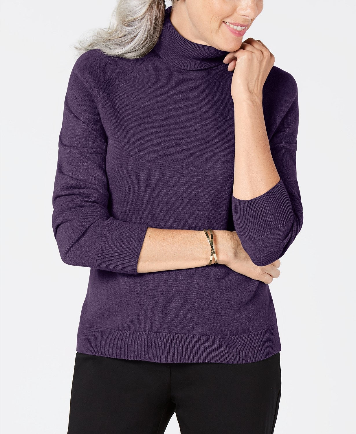 Karen Scott Women's Turtleneck Sweater Purple Dynasty Size Small