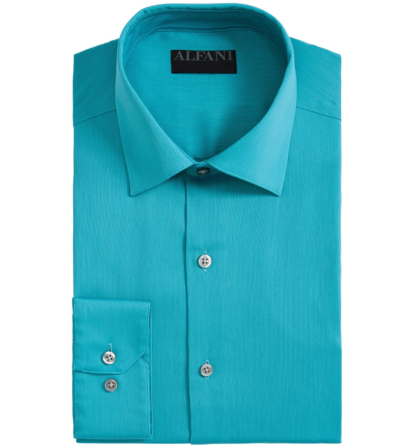 AlfaTech by Alfani Men's Bedford Cord Regular Fit Dress Shirt Turquose Size 15-15.5x34-35