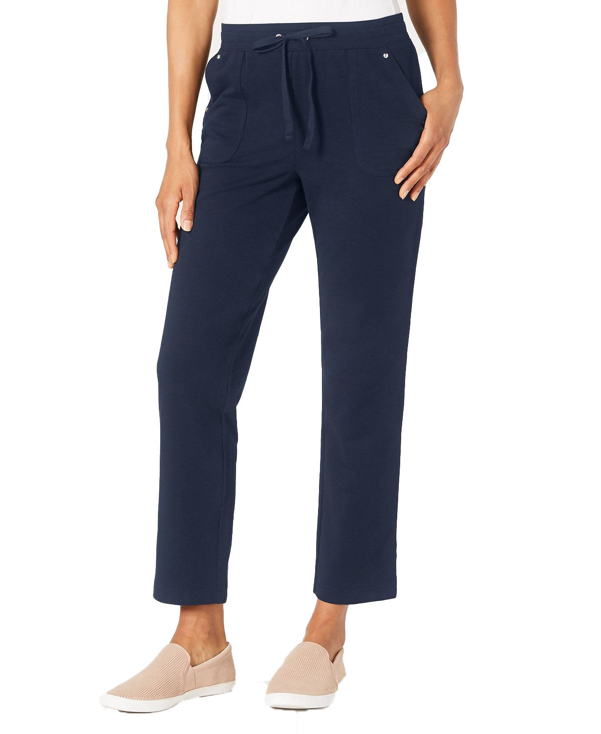 Karen Scott Women's Petites French Terry Pants Navy Size Large