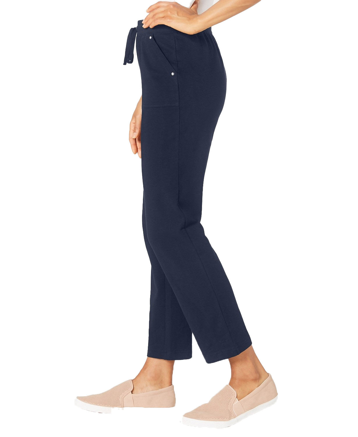 Karen Scott Women's Petites French Terry Pants Navy Size Large