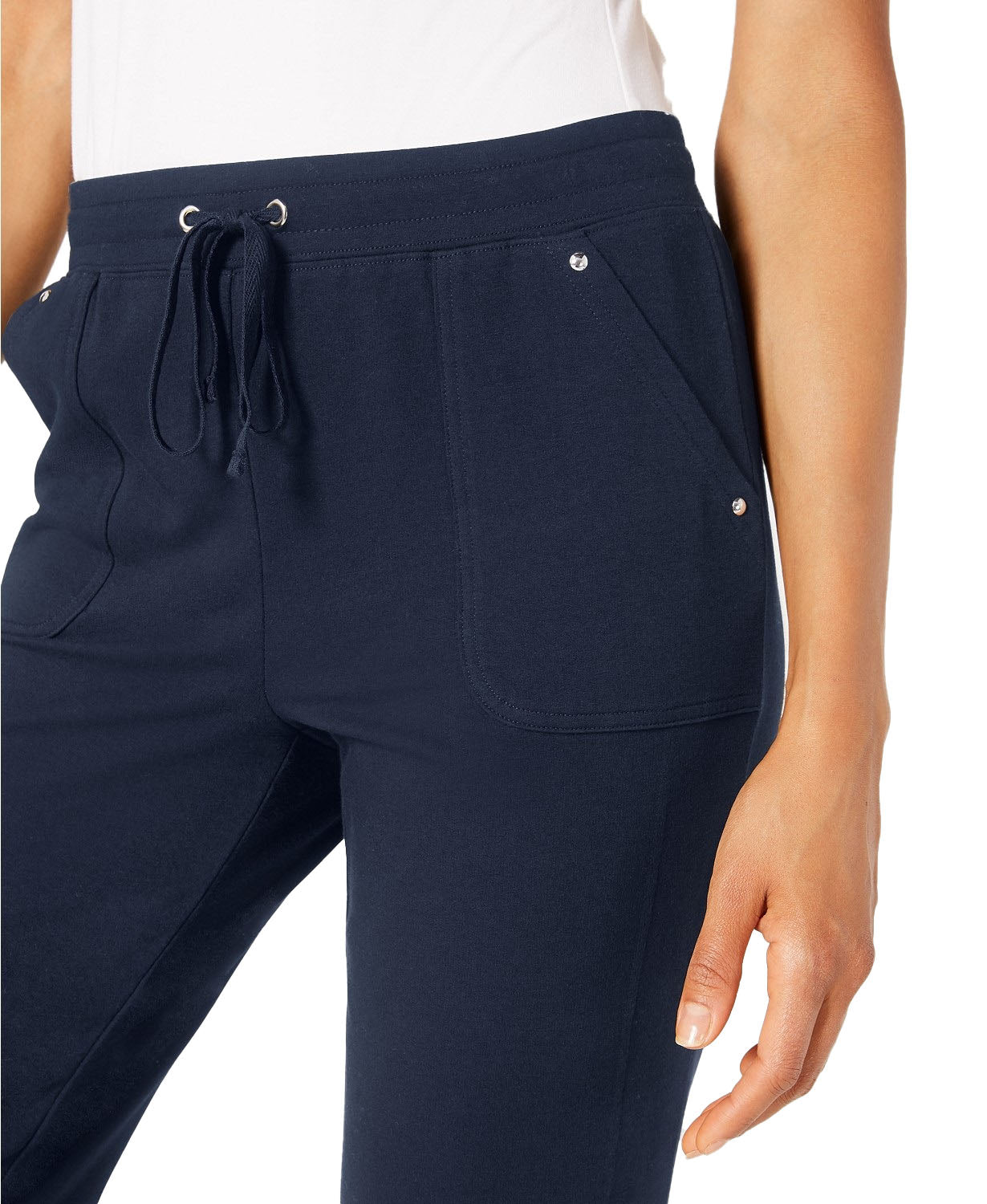 Karen Scott Women's Petites French Terry Pants Navy Size Large