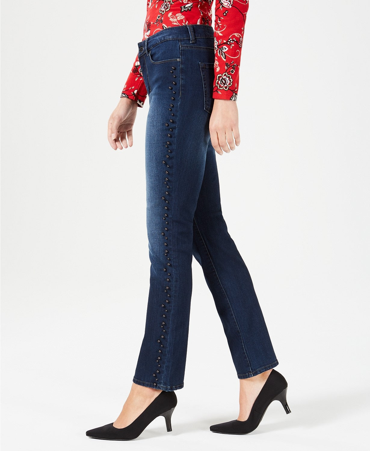 Charter Club Women's Faux-Pearl Trim Jeans Willow Wash Size 16"