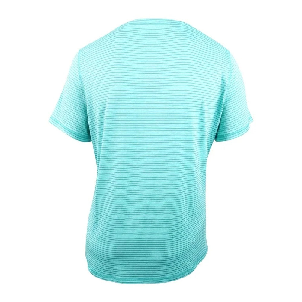 Ideology Women's Striped V-Neck T-Shirt Laguna Size 2 Extra Large