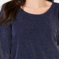 JM Collection Women's Metallic Boat Neck Top Blue Size X-Large