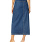 Style & Co Women's Button-Front Midi Denim Skirt Marine Size 4"