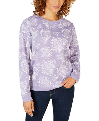 Karen Scott Women's Floral-Print Sweatshirt Lilac Size 2 Extra Large