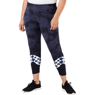 Ideology Women's Plus Tie-Dyed Leggings Navy Size Extra Large