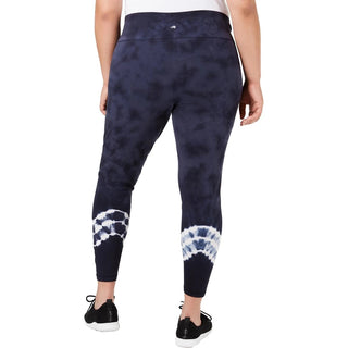 Ideology Women's Plus Tie-Dyed Leggings Navy Size Extra Large