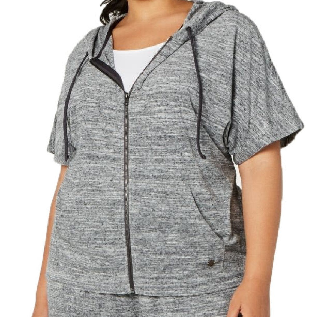 Ideology Women's Plus Cropped Hoodie Grey Size XX-Large