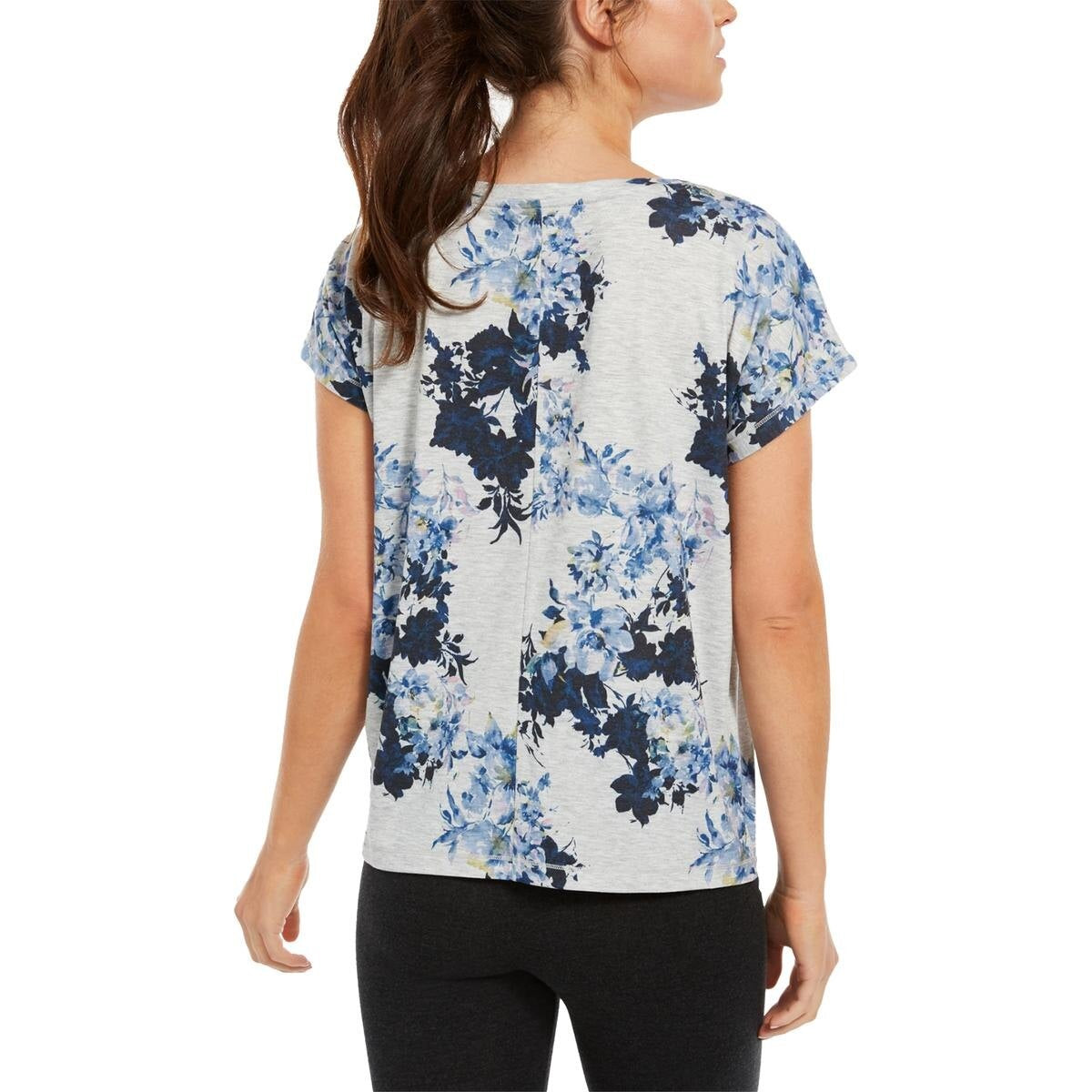 Ideology Women's Printed Yoga T-Shirt Grey Size Small