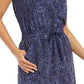 Ideology Women's Snake Print Drawstring Waist Dress Navy Size Large