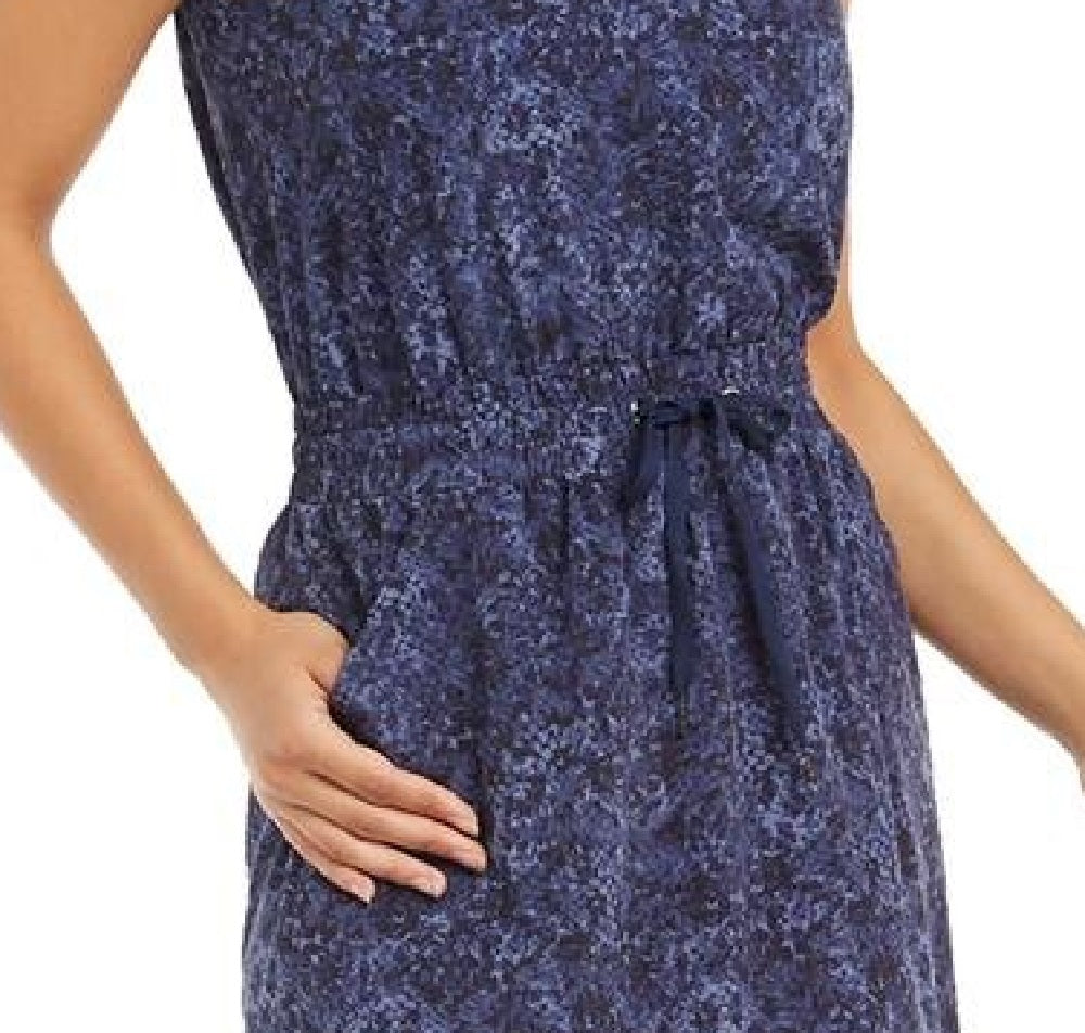 Ideology Women's Snake Print Drawstring Waist Dress Navy Size Small