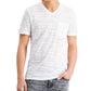 INC International Concepts Men's Broken-Stripe V-Neck T-Shirt White Size Large