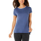 Ideology Women's Blanket-Stitch Drop-Hem T-Shirt Blue Size Medium
