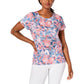 Ideology Women's Wall Flower Printed Keyhole-Back Top Size Small