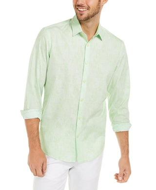 Alfani Men's Classic-fit Abstract Plaid Shirt Lime Oxide Size Small